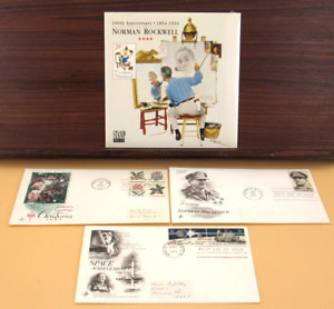 NORMAN ROCKWELL "100th Anniversary"  *1894-1994* Stamp Folio PLUS +++ (3) Covers