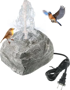 Bird Bath Water Fountain, Granite Air Pump Rock with Pump for Bird, Rock Waterfa - Picture 1 of 12