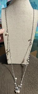 American Eagle Silver Tone With Faux Pearl Beads Necklace - Picture 1 of 4