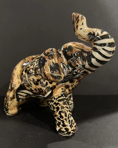 Vtg La Vie” Safari Patchwork Series 5” Elephant Figurine NOS - Picture 1 of 4