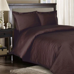 1000 Thread Count 100% Egyptian Cotton Sheet Set 1000 TC QUEEN Chocolate Stripe - Picture 1 of 1