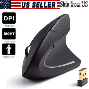 Ergonomic Vertical Mouse 6 Keys USB Wireless 2.4GHz 1200DPI For Laptop PC