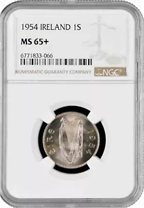 Ireland 1 shilling 1954, NGC MS65+, "Republic of Ireland (Éire) (1939 - 1969)" - Picture 1 of 2