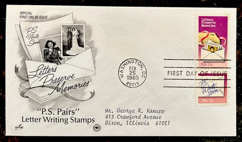 USA FDC 1980 “P.S. Pairs” Letter writing stamps (2643) Cover