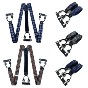 Men's Jeans Elasticated Heavy Duty Clip On Trouser Braces Adjustable Suspenders^ - Picture 1 of 23