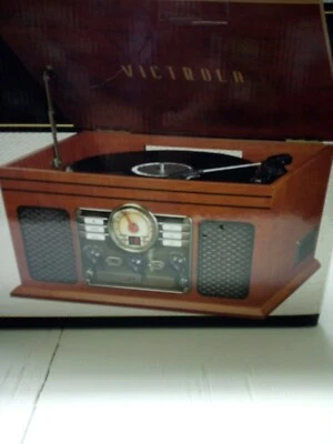 Victrola 6 In 1 Nostalgic Entertainment Center VTA-200B Damage to original Box  - Image 1 of 4