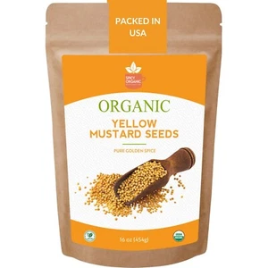 Zertifizierte Bio gelber Senf Samen - ganze Samen zum Kochen Gewürz 16 oz - Bild 1 von 8