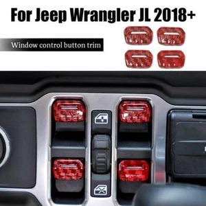 Interruptor de elevación de ventana ajuste botón cubierta embellecedor para Jeep Wrangler JL 18+ rojo carbono - Imagen 1 de 9