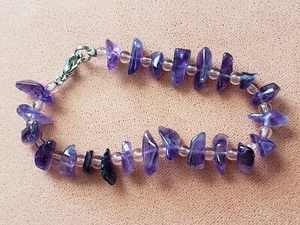 GENUINE * AMETHYST * BRACELET 7.25" Long,9-10mm STONES, Hand-Made in USA - Picture 1 of 9