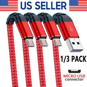 Micro USB Cable Charger Data Sync Braided For Samsung Android HTC LG 3/6/10 - Picture 1 of 9
