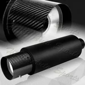4" N1 Carbon Tip Black Stainless Weld-On Exhaust Muffler 2.5" Inlet Universal 3 - Picture 1 of 6