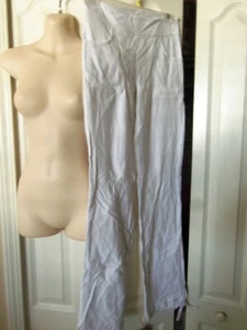 Women Lady WHITE Trousers w Pockets & Ankle Slits and Drawstring closure NEW - Bild 1 von 11