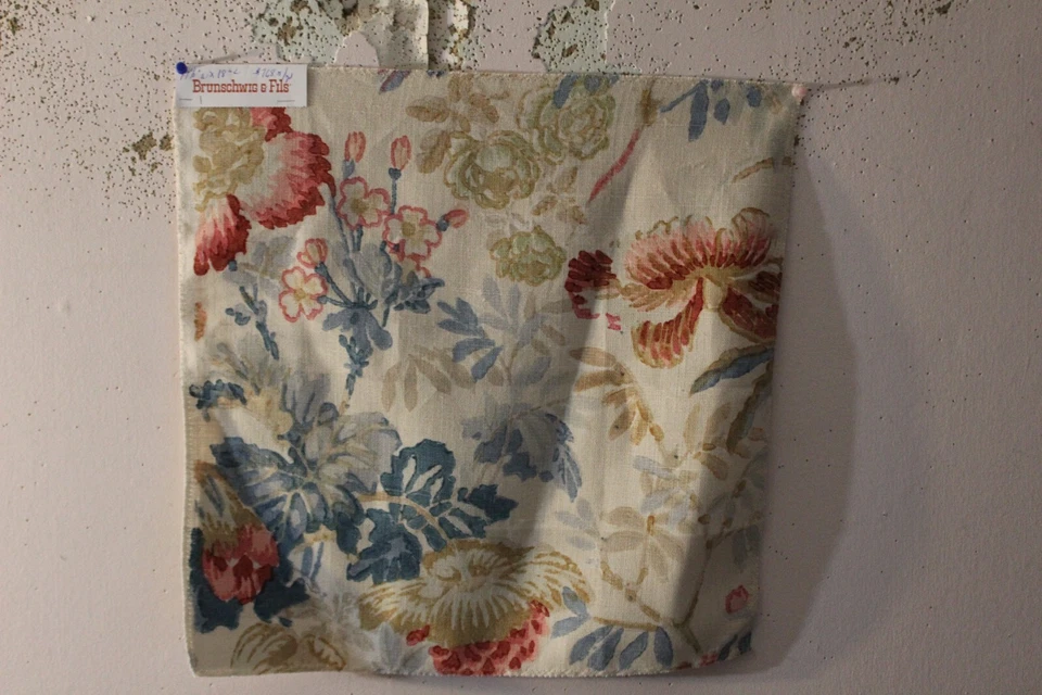 Brunschwig & Fils, Edenwood, Handblocked Floral, 17.50" W X 18" L, Clr Red/Blue - Image 1 of 1