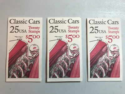 Scott #2385a BK-164 Classic Cars 1988, (3) Booklets of 20 US 25¢ Stamps MNH - Image 1 of 4