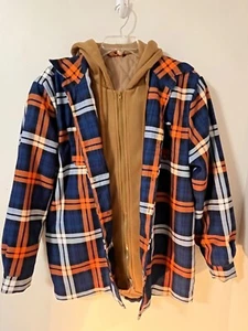 Men’s plaid Jacket zip up marked Large/runs very big more like XL neverbeen Worn - Picture 1 of 3