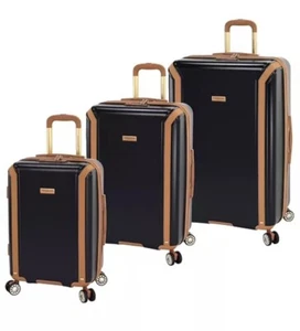 NEW LONDON FOG 3 PC SET HARD LUGGAGE REGENT COLLECTION SPINNER  BLACK  TSA LOCK - Picture 1 of 8
