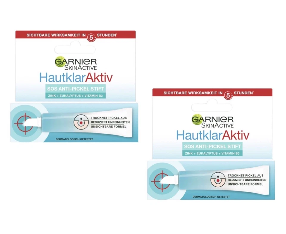 ✅Garnier Hautklar S.O.S. Anti Pickel Stift SOS Anti Bakteriell mit Zink 2x 10ml✅