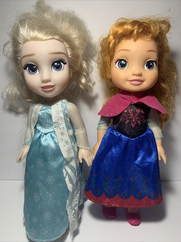 DISNEY Jakks Pacific FROZEN Princess ELSA & ANNA 14" Toddler Doll Set Cover