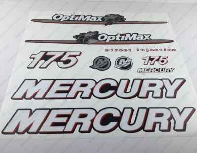Mercury 175 hp Optimax outboard engine decals sticker set reproduction 175HP Foto 1 de 4