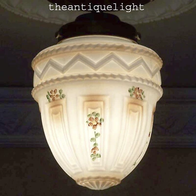 392A古董老式20年代30年代玻璃灯罩吸顶灯具大厅门廊地球仪 — 第 1/4 张图片