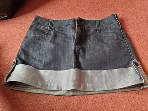 Denim style Mini Skirt By South, button trim hem and pockets to side and back. - Picture 1 of 3