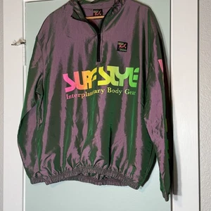 90's Surf Style Pullover Jacket Mens Large Iridescent Windbreaker Waterproof - Picture 1 of 13