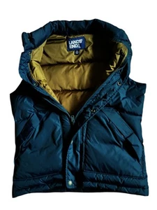 Lands' End Down Puffer Vest Men's Small Zip Snap Navy Softshell With Pockets - Picture 1 of 4