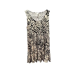 H&M ärmelloses Kleid Stufen Animal Print Freizeit Sommer V-Ausschnitt Midikleid Medium - Bild 1 von 6