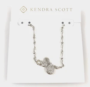 Kendra Scott Lyle Snake White Pearl Rhodium Plated Necklace New - Picture 1 of 8