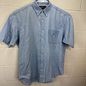 Polo Ralph Lauren Shirt Mens Blue Blake Oxford Short Sleeve Button Down Pony L - Imagen 1 de 13