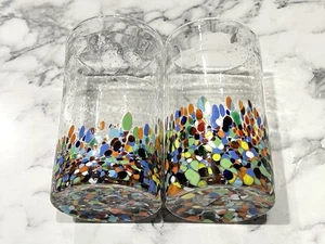 2 mundgeblasene mexikanische Konfetti 16 Unzen Tumbler Gläser Blasen Heimstudio Neu! - Bild 1 von 10