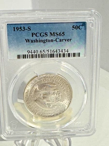 1953-S Washington-Carver Silver Half Dollar Graded MS65 by PCGS - Picture 1 of 4
