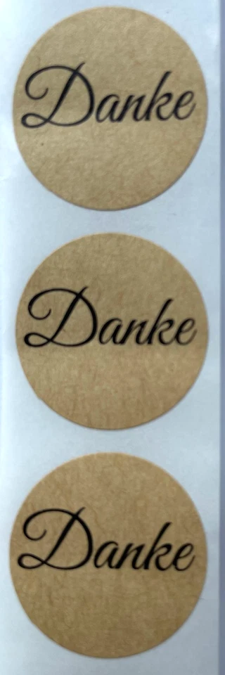 50 Aufkleber rund Danke einfach ca. 2,5 cm Kraftpapier schwarze Schrift - Bild 1 von 1