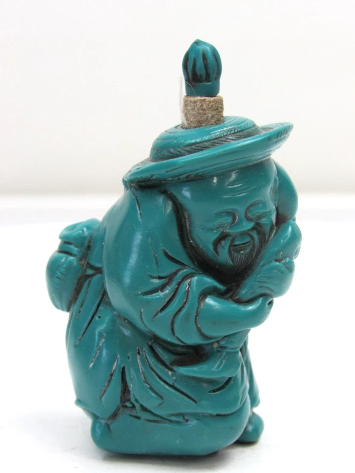 Botella de tabaco china de resina verde azulado pescador hombre vintage Foto 1 de 4