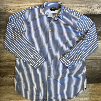 Ralph Lauren Blue White Stripe Men's Button Down Dress Shirt Size XLT - Imagem 1 de 4