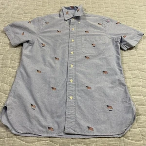 Ralph Lauren Hemd Herren Small Blau Flagge Bestickt Button Down Kurzarm - Bild 1 von 8