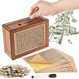 Cash Vault Wooden Money Saving Box, Cash Saving Box for 200 1000 2000 3000 50... - Picture 1 of 6