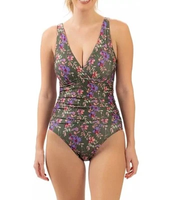 Traje de baño AquaShape de Dolfin Forest floral de una pieza con cuello en V talla 8 Foto 1 de 4