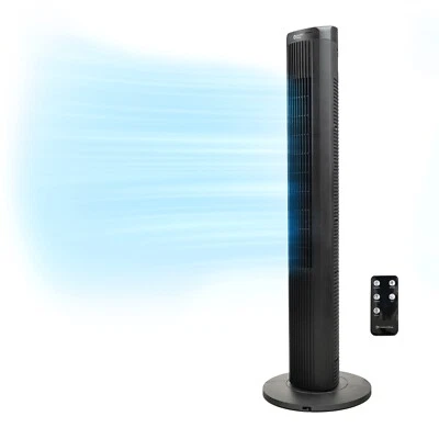 Comfort Zone Oscillating Tower Fan with Remote, 40 inches, 3 Speeds. Black - Image 1 of 4