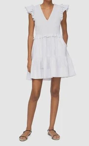 $395 Sea NY Women's White Phoebe Flutter Sleeve Smocked Mini Dress Size 10 - Picture 1 of 4
