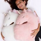 Set Of 2 Decorative Unicorn Pillows For Girls Kids Bed Room - White Pink Fluf...