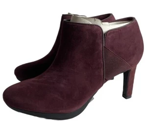 Clarks Ambyr Gem Suede Shootie Sz 7.5W Burgundy Gem - Picture 1 of 13
