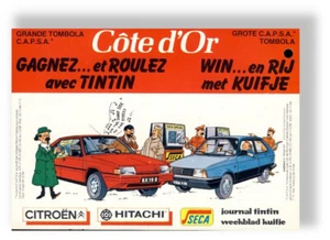 Tintin Herge feuillet pub Cote d'Or Citroen 1984 - Imagen 1 de 2
