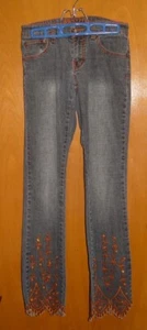 Apollo Jeans Womens Sequin Beaded Orange Embroidered Asymmetric Hem Size 1/2 - Picture 1 of 6
