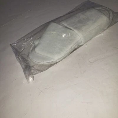 Spa Shower Hotel Slippers One Size Unisex Terrycloth Open Toe White Cotton NEW - Image 1 of 4