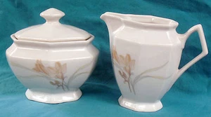 SUGAR BOWL,CREAMER Philippe Deshoulieres Limoges France Porcelain, pastel flower - Picture 1 of 4