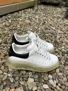 Zapatillas Alexander McQueen Cuero Blanco Grande Suela Transparente 37.5 UK 4.5 611698 - Imagen 1 de 10
