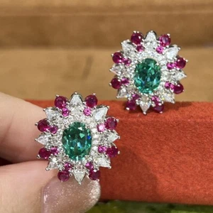 New Classical Mix Green Citrine Garnet Gemstone Charm Women Silver Earrings - Picture 1 of 6