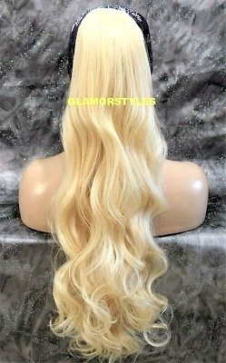 EXTENSÃO DE PEÇA DE CABELO RABO DE CAVALO EXTRA LONGA EM CAMADAS ONDULADAS LIXÍVIA LOIRA NOVA COM ETIQUETAS - Imagem 1 de 4