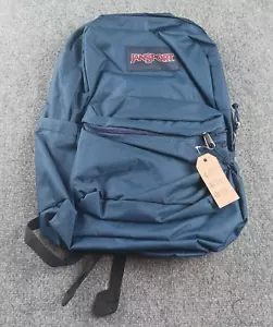 JANSPORT SUPERBREAK PLUS BACKPACK LAPTOP SLEEVE & WATERBOTTLE POCKET NAVY - Picture 1 of 6